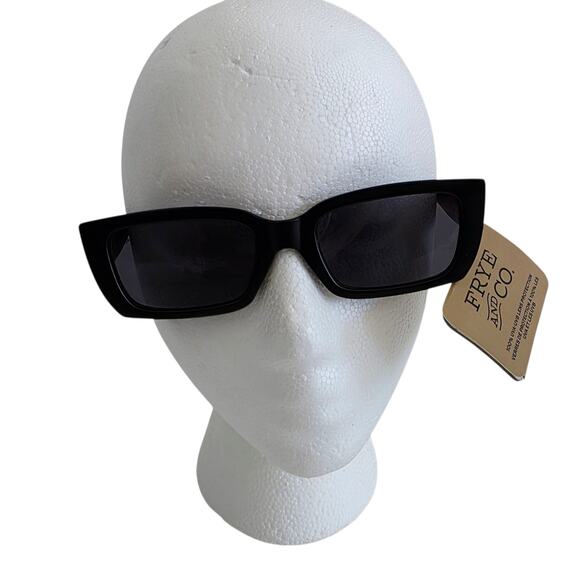 Frye Matte Black Oversized Rectangle Sunglasses 100% UV main image 8